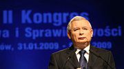 Prezes PiS Jarosław Kaczyński przemawia pierwszego dnia kongresu, w krakowskiej Nowej Hucie