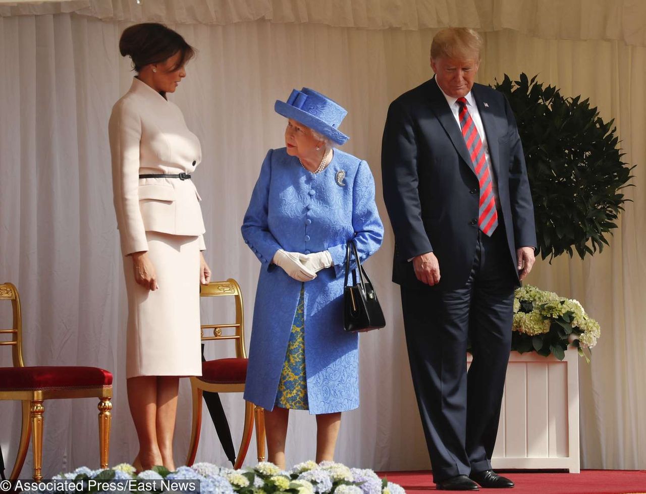 Melania Trump i Donald Trump na spotkaniu z królową Elżbietą II