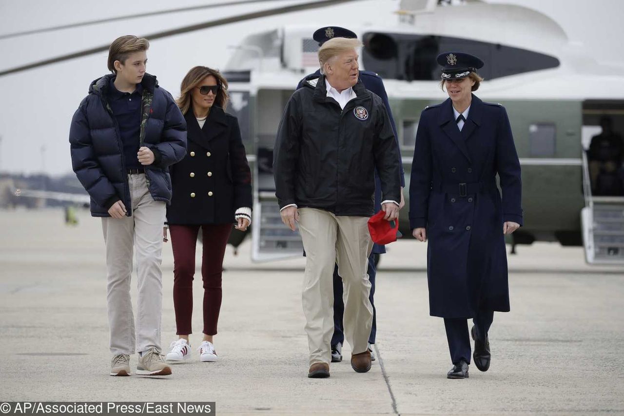 Melania Trump, Donald Trump i Barron Trump w Alabamie