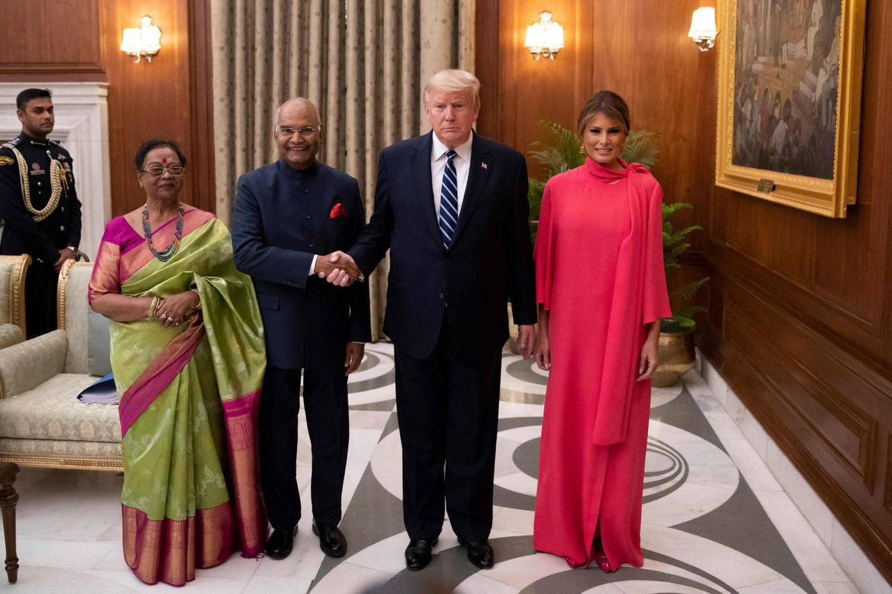 Melania Trump w czerwonej sukience w Indiach