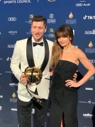 Robert Lewandowski i Anna Lewandowska na gali Globe Soccer Awards 2020