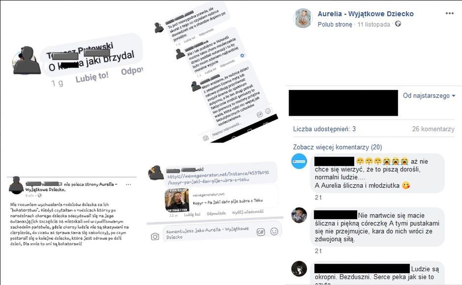 Rodzice Aurelii opublikowali obraźliwe komentarze