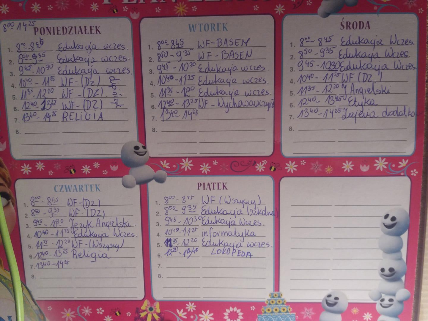 Plan ucznia 1. klasy