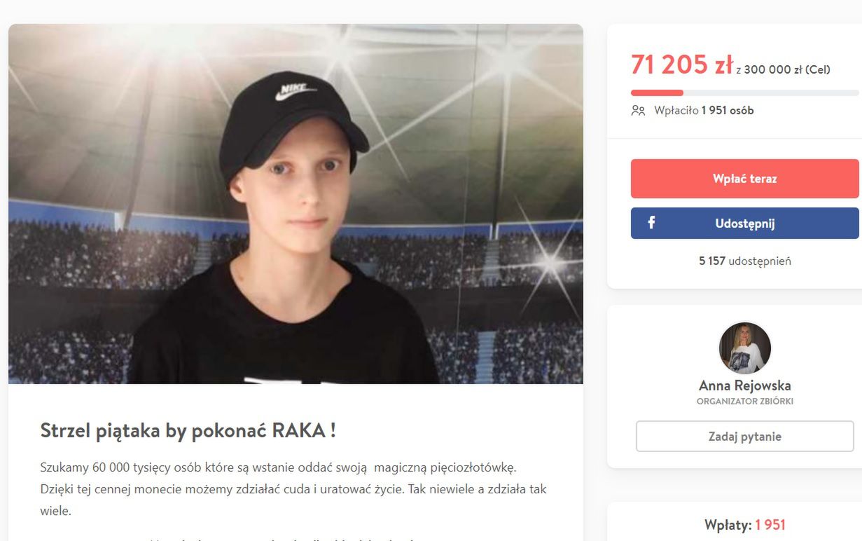 Trwa zbiórka na leczenie chłopca