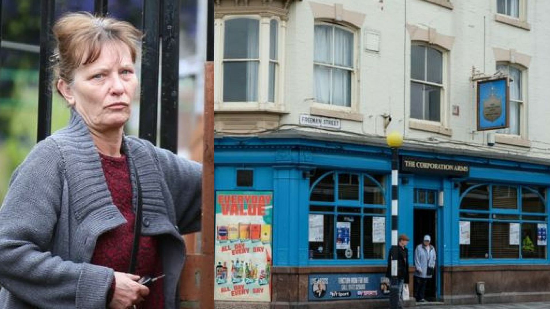 Lesley Collins i lokal Corporation Arms 