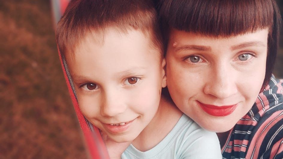 Staś z mamą Agnieszką