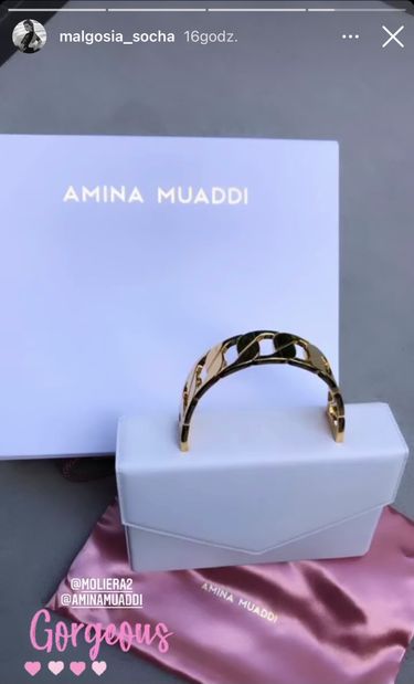 Małgorzata Socha na ślub Edwarda Miszczaka wybrała torebkę marki Amina Muaddi