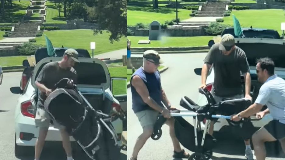 Tatusiowie kontra dziecięcy wózek. Nagranie hitem sieci