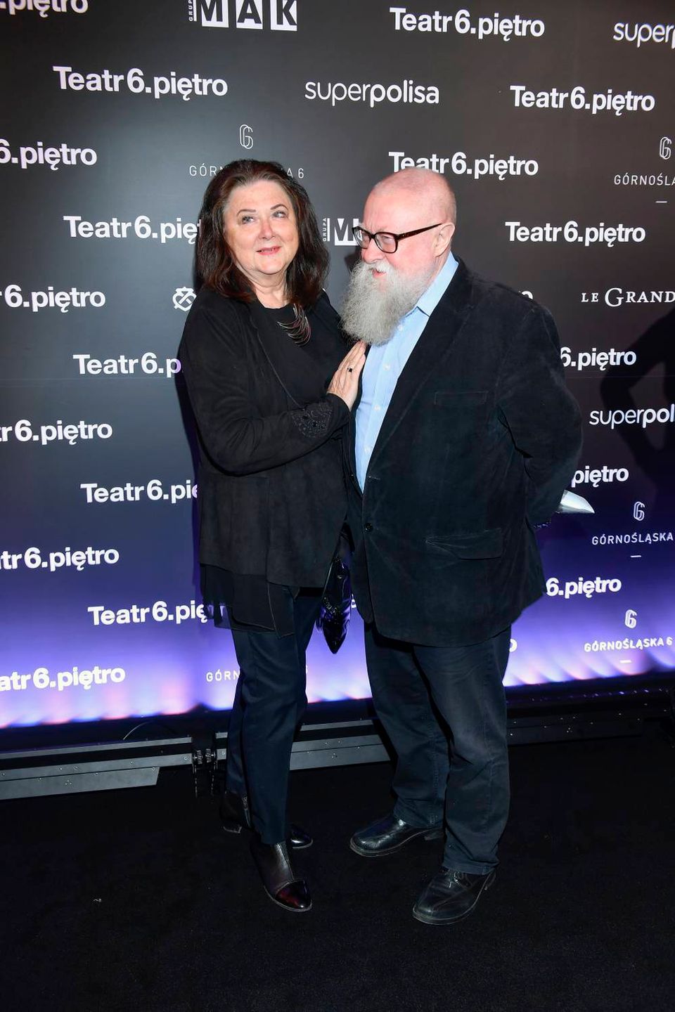 Jerzy Bralczyk, Lucyna Kirwil na urodzinach Teatru 6. piętro
