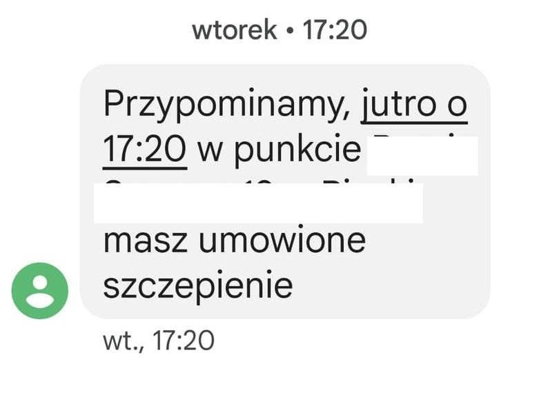 Mimo potwierdzającej wiadomości, szczepienie się nie odbyło