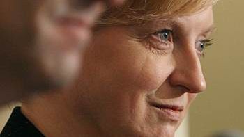 Ministrowie spraw zagranicznych Polski Anna Fotyga i Cypru Yiorgos Lillikas.