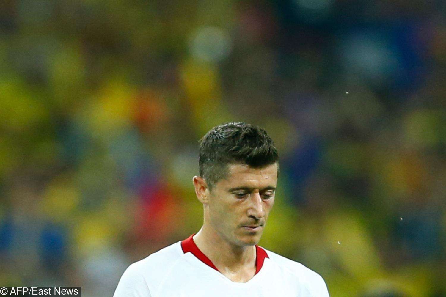 Robert Lewandowski na meczu Polska-Kolumbia