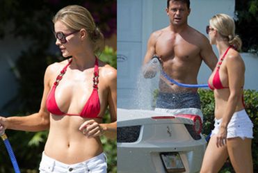 Joanna Krupa w bikini i Romain Zago myją swoje ferrari