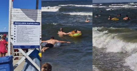 Przerażające nagranie z plaży w Stegnie. Ratownik był bezsilny