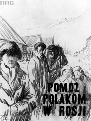 Ulotka na rzecz pomocy Polakom w ZSRR z widocznym napisem: 