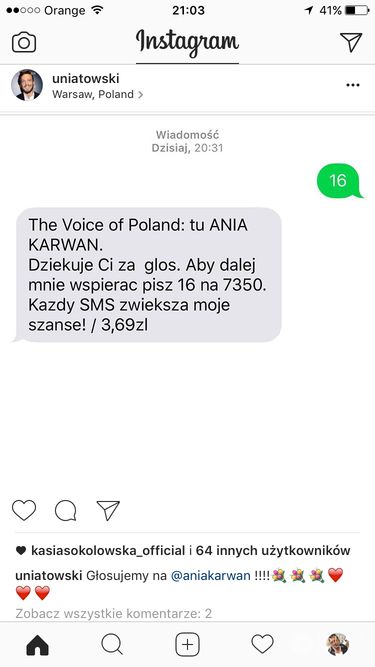 Sławek Uniatowski wysłał sms na Annę Karwan w finale The Voice 7