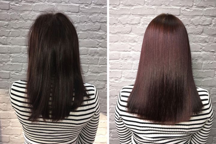 Włosy przed i po prostowaniu keratyną