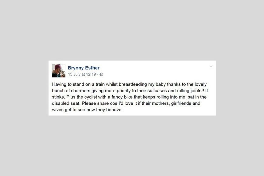 Wpis Bryony na Facebooku na temat karmienia piersią
