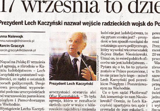 Wpadka "Dziennika": otwarcie "alei Ofiar Kaczyńskich"