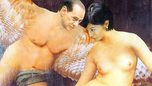 Berlusconi z żoną i panią minister w negliżu