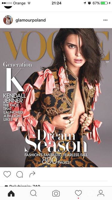 Kendall Jenner na okładce Vogue wrzesień 2016