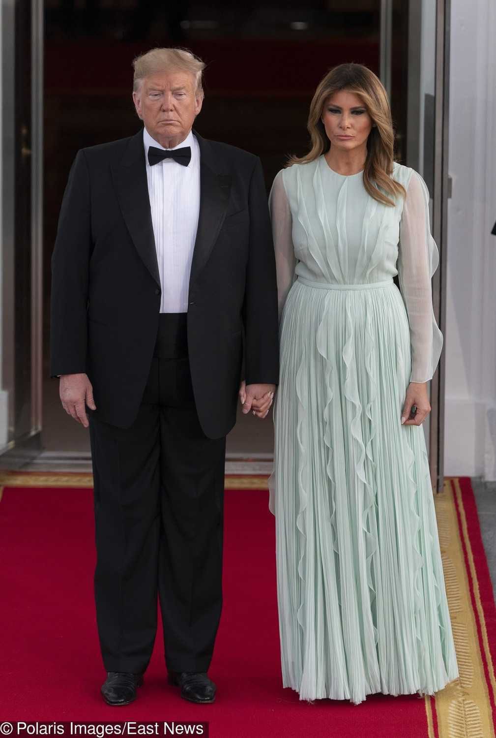 Melania Trump - biała kreacja na kolację w Białym Domu