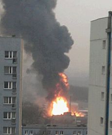 Kłęby dymu nad Poznaniem