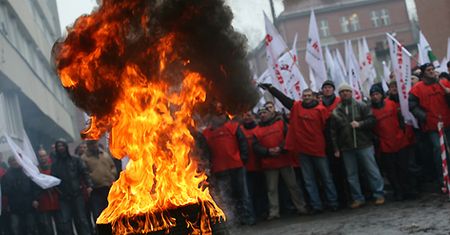 Protest katowickich związkowców
