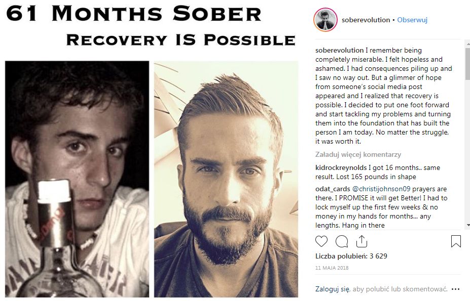 Zrezygnował z picia alkoholu [instagram.com]