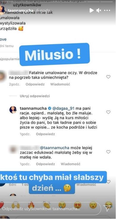 Komentarz pod zdjęciem aktorki