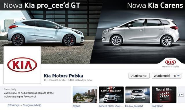 Profil Kia najpopularniejszy na Facebooku