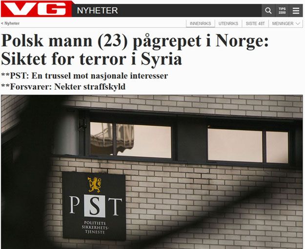 W Norwegii aresztowano Polaka oskarżonego o terroryzm