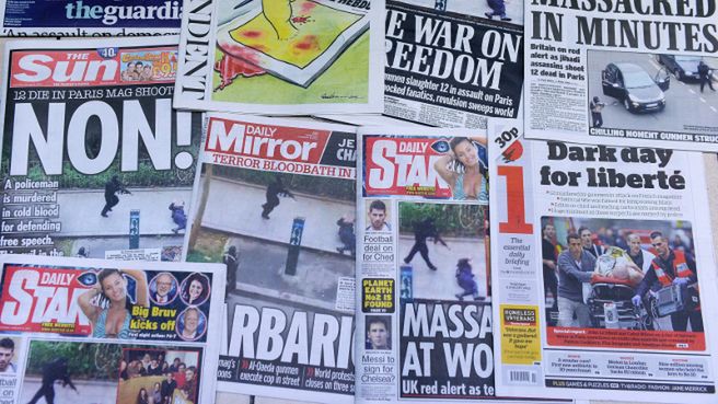 Okładki gazet po ataku na redakcję "Charlie Hebdo"