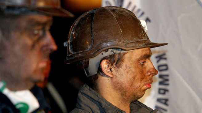 Pikieta pracowników KWK Sośnica-Makoszowy w Katowicach