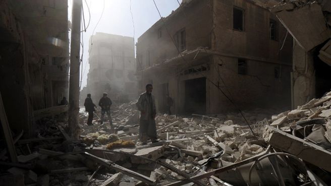 Zniszczone budynki w Aleppo