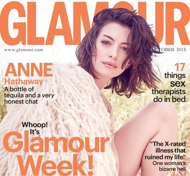 Anne Hathaway w październikowym Glamour UK