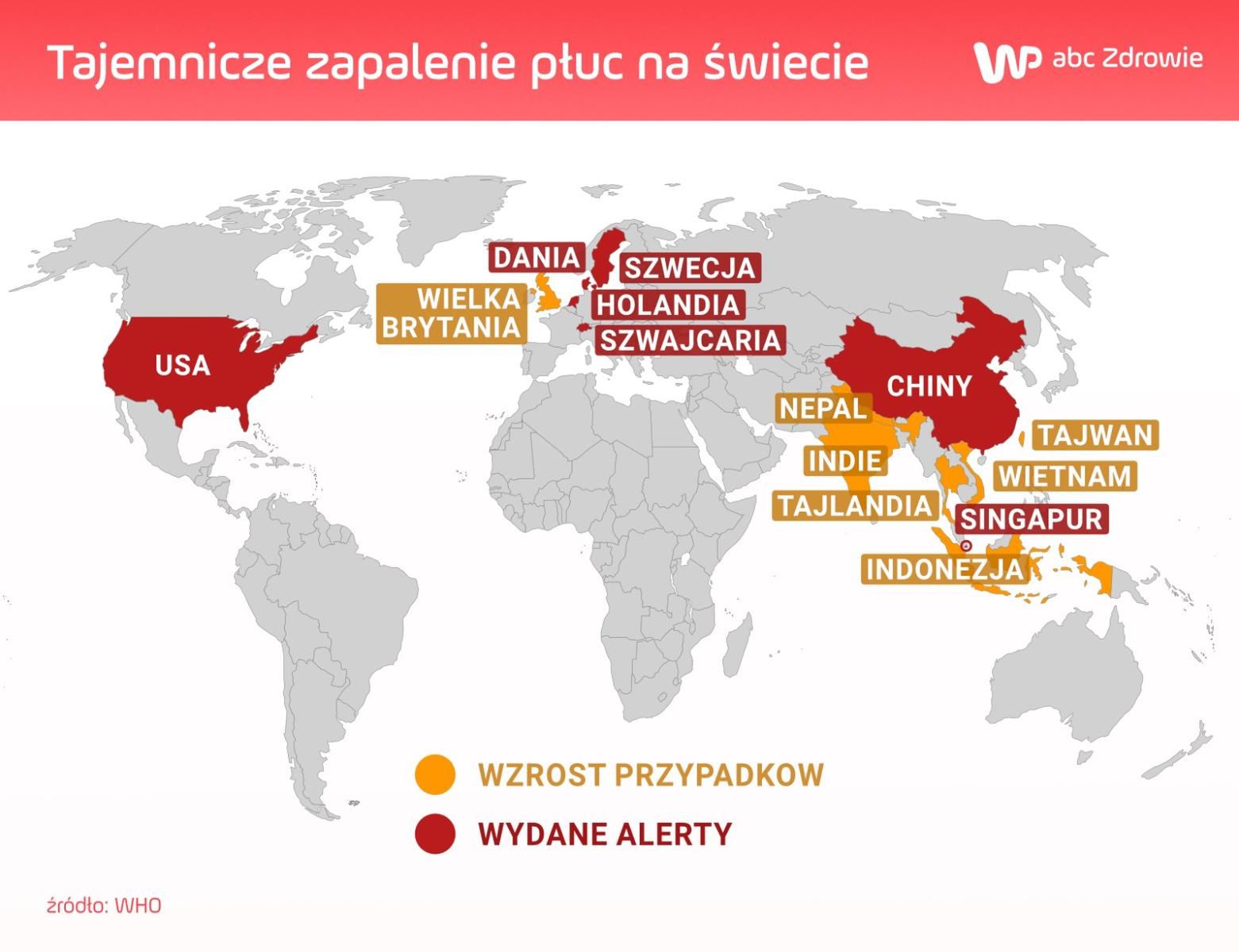 Wzrost przypadków zapalenia płuc widać nie tylko w Chinach