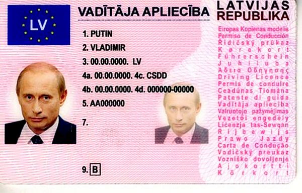 Fałszywe prawo jazdy na nazwisko Władimira Putina wpadło w ręce policji