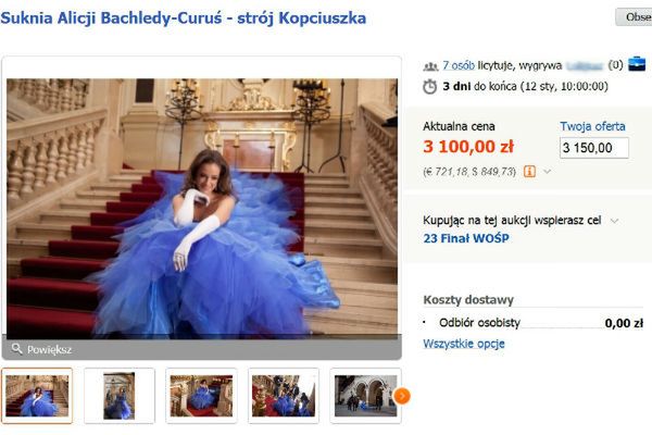 Krakowskie aukcje na finał WOŚP. Suknia Kopciuszka może być Twoja!