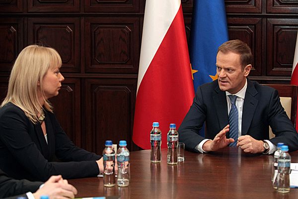 Spotkanie premiera Donalda Tuska z minister rozwoju regionalnego Elżbietą Bieńkowską.