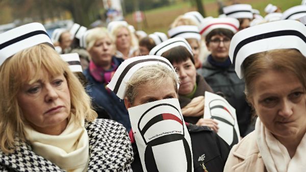 Protest pielęgniarek i położnych w Gdańsku