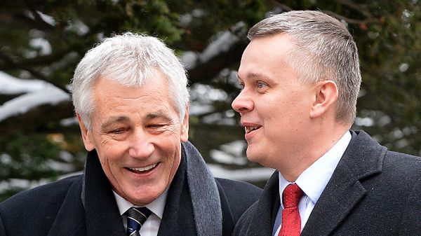 Chuck Hagel i Tomasz Siemoniak