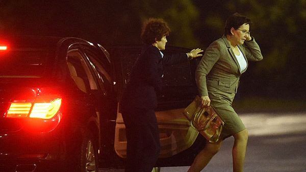 Marszałek sejmu Ewa Kopacz po przyjeździe na spotkanie koalicji PO-PSL