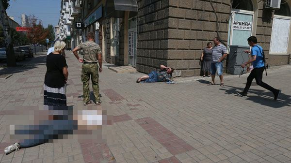 Centrum Doniecka po ukraińskim ostrzale