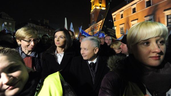 Jarosław Kaczyński i Marta Kaczyńska podczas Marszu Pamięci