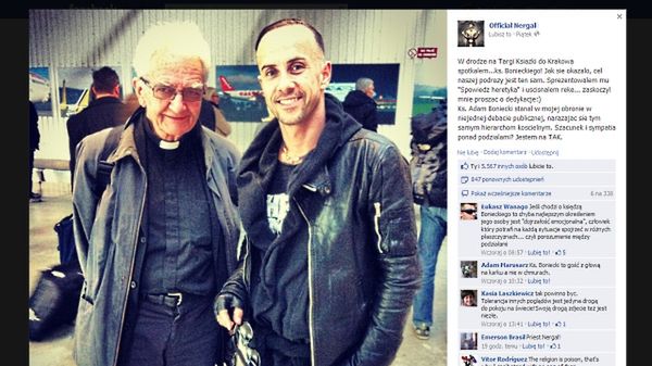 Screen z profilu na Facebooku Adama Darskiego "Nergala"