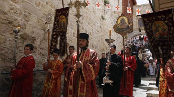 Procesja greckiego Kościoła prawosławnego w Jerozolimie
