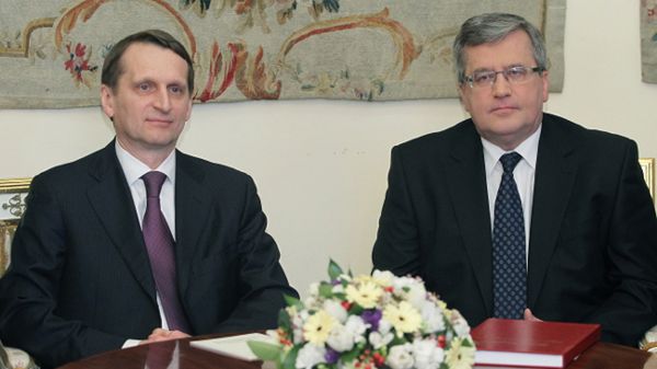 Siergiej Naryszkin podczas spotkania z prezydentem RP Bronisławem Komorowskim