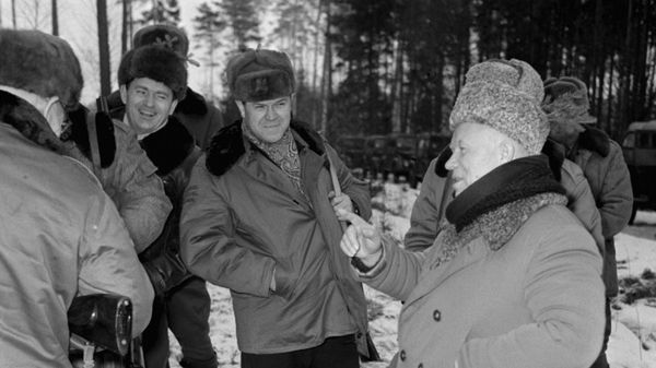 Nikita Chruszczow podczas polowania w Białowieży, styczeń 1963
