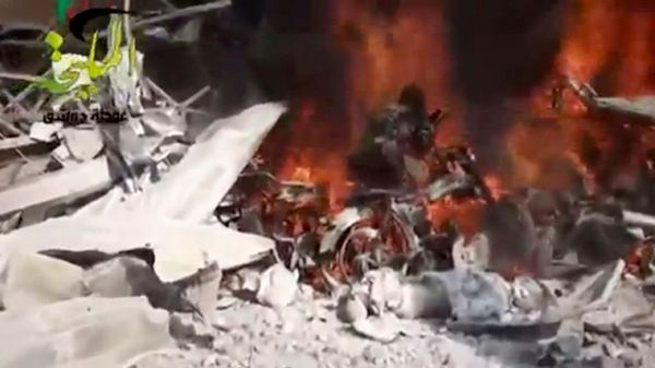 Pożar na miejscu nalotu